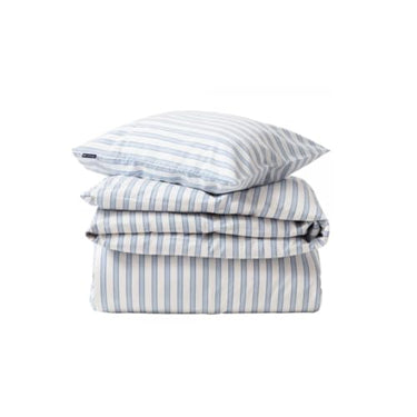 LEXINGTON White/Blue Striped Cotton Poplin Bed Set, White/Blue, 135x200/80x80 im Sale